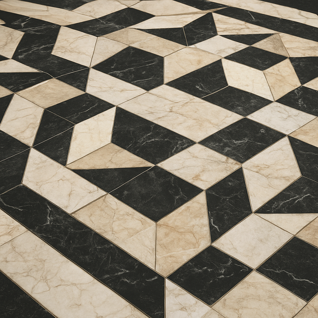 Kolekcja Tarsia — włoska powierzchnia premium, Nero · Avorio · Bianco Dolomiti