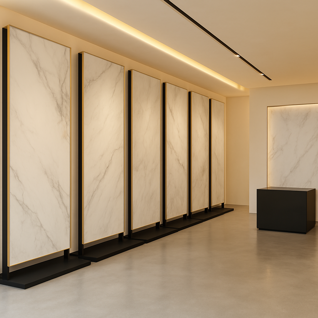Showroom MATERIA Atelier — wielkoformatowe płyty w skali wnętrza